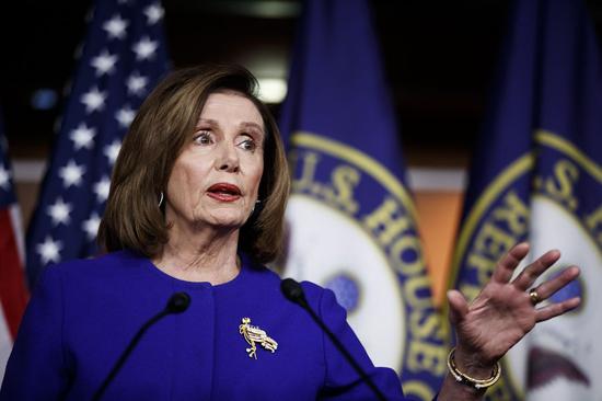 U.S. House Speaker Nancy Pelosi speaks during a press conference on the Capitol Hill in Washington D.C. Jan. 9, 2020. (Photo by Ting Shen/Xinhua)